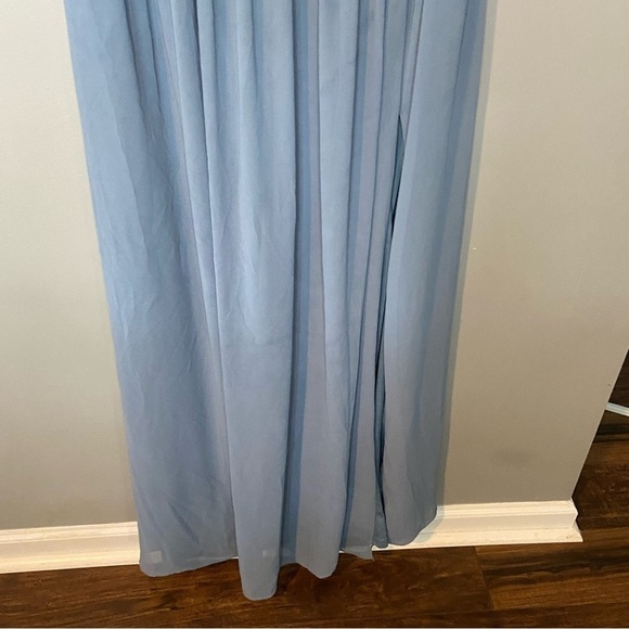 Lulu's Endless Glamour Slate Blue Pleated Strapless Maxi Dress - Picture 5 of 10
